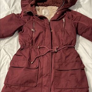 Zara Maroon Hooded Jacket